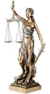 Retfærdighedens Gudinde Justitia figur bronze